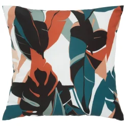 Coussin déco d'intérieur et d'extérieur DEYO motif Feuilles Bleu canard