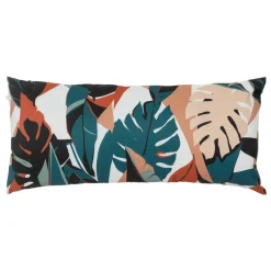 Coussin déco d'intérieur et d'extérieur DEYO motif Feuilles Bleu canard