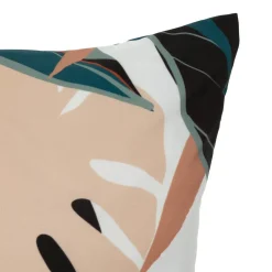 Coussin déco d'intérieur et d'extérieur DEYO motif Feuilles Bleu canard