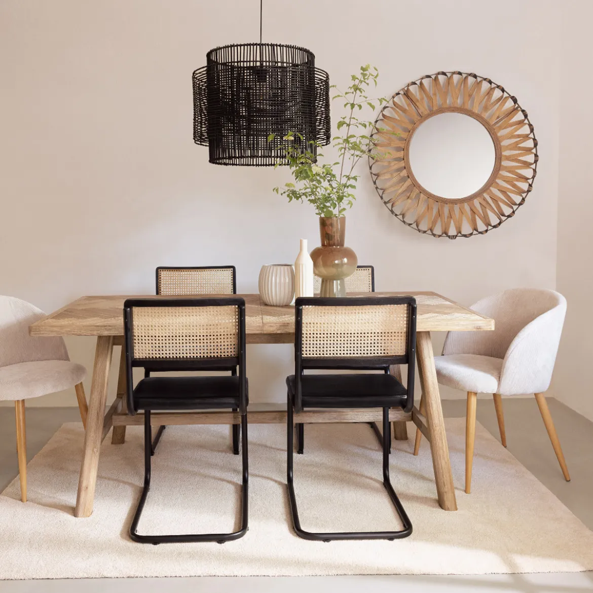 Ensemble table à manger extensible "Aeris" + 4 chaises "Slano"