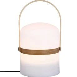 Lampe d'extérieur KIARA rechargeable USB avec anse en bois Blanc