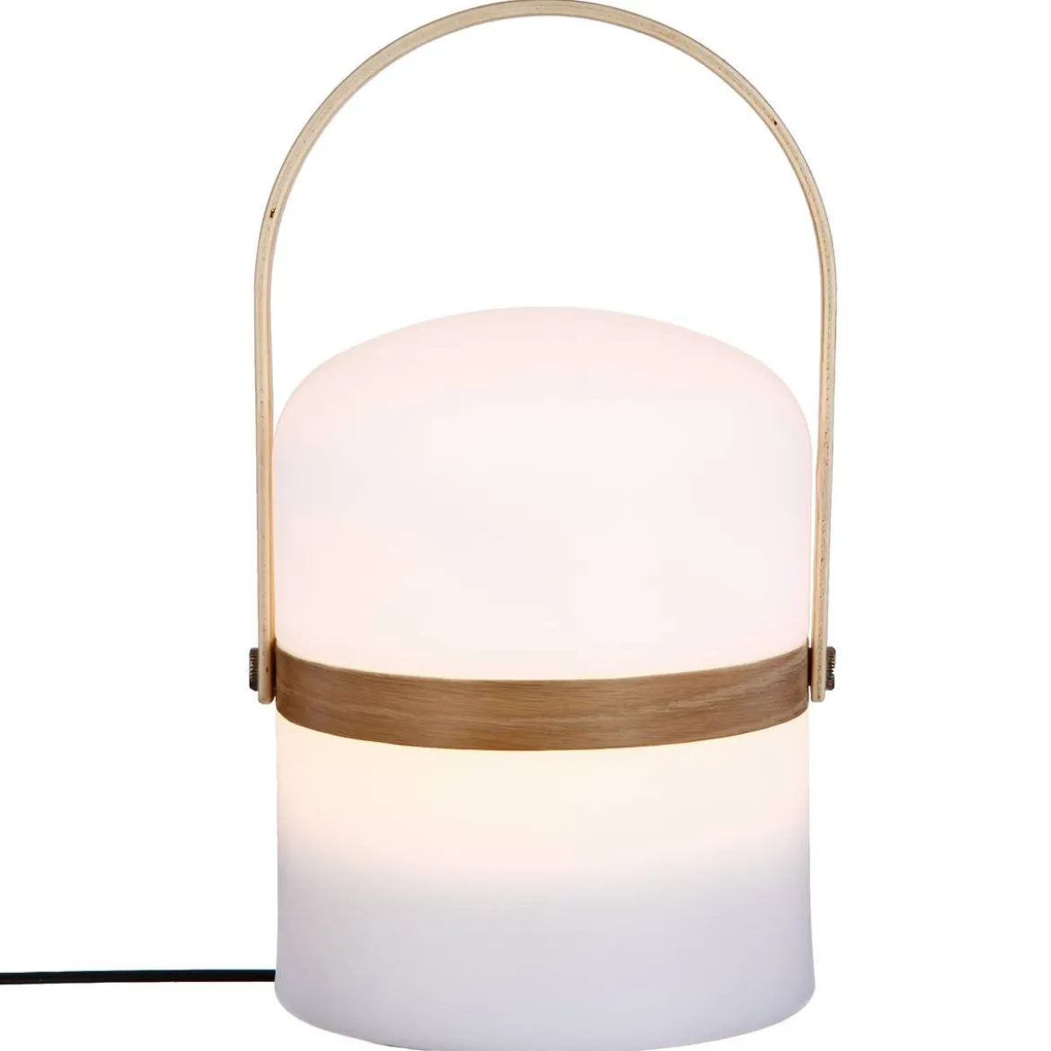 Lampe d'extérieur KIARA rechargeable USB avec anse en bois Blanc