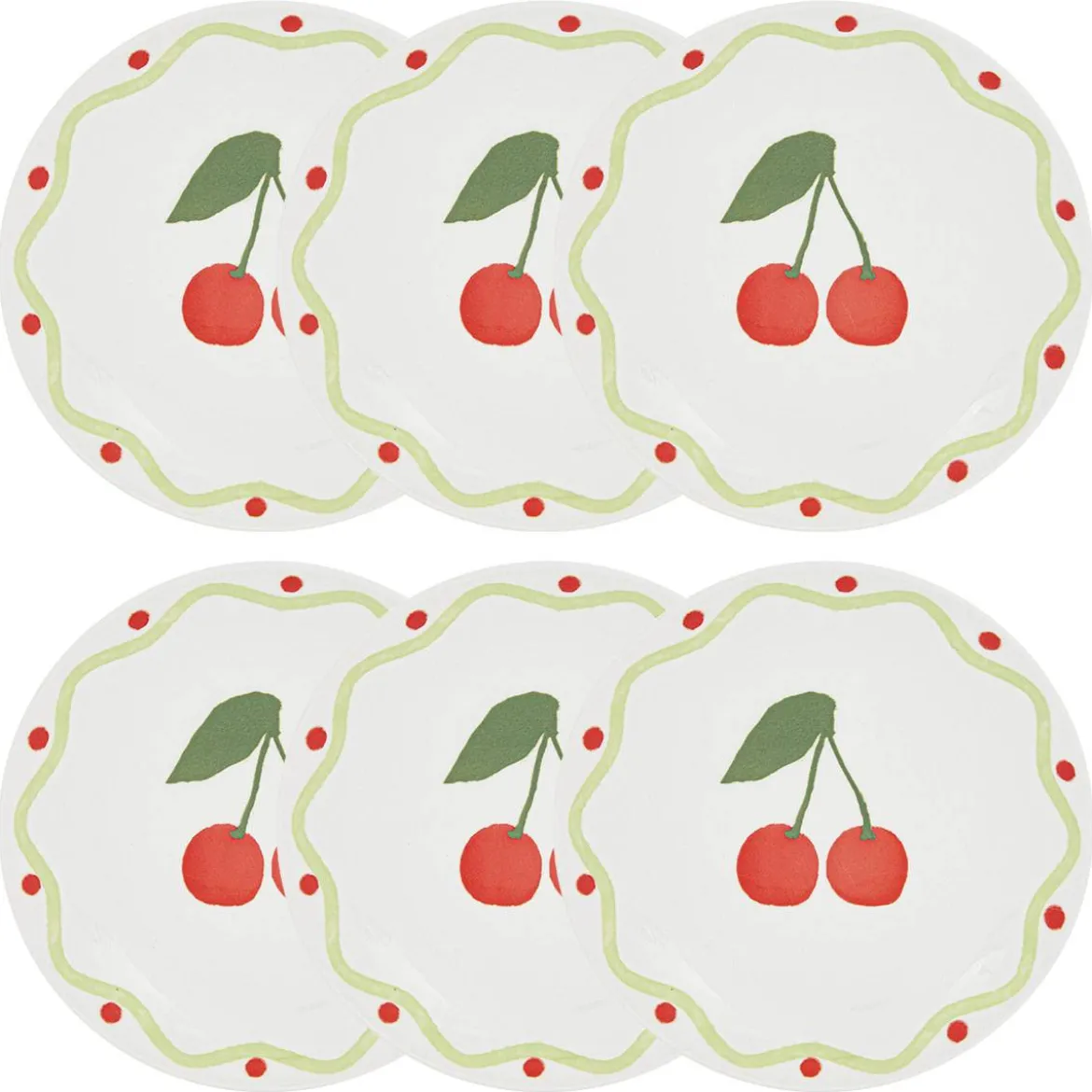 Lot de 6 assiettes à dessert "Fruity"