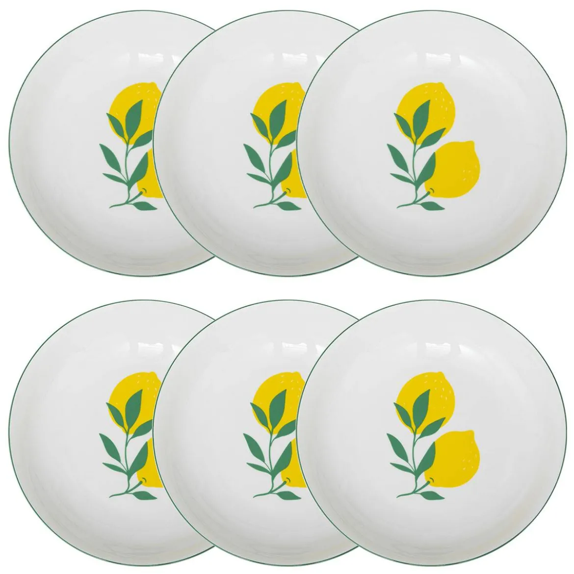 Lot de 6 assiettes creuses "Citron"