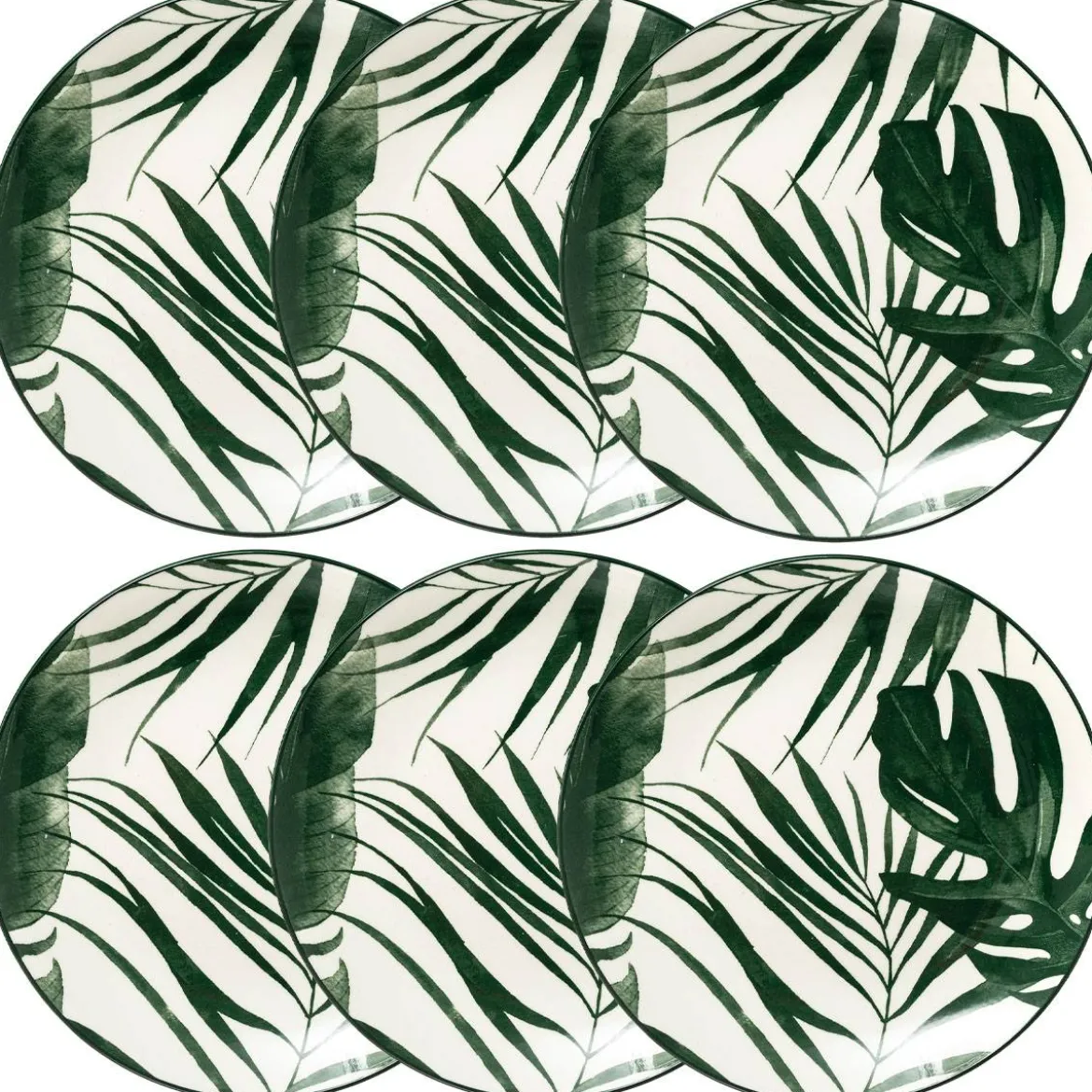 Lot de 6 assiettes creuses "Palme"