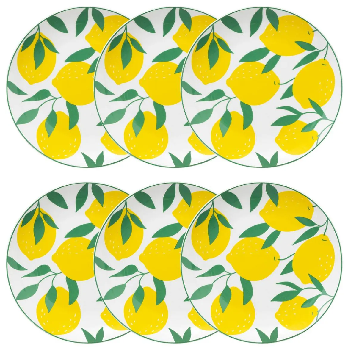 Lot de 6 assiettes dessert "Citron"