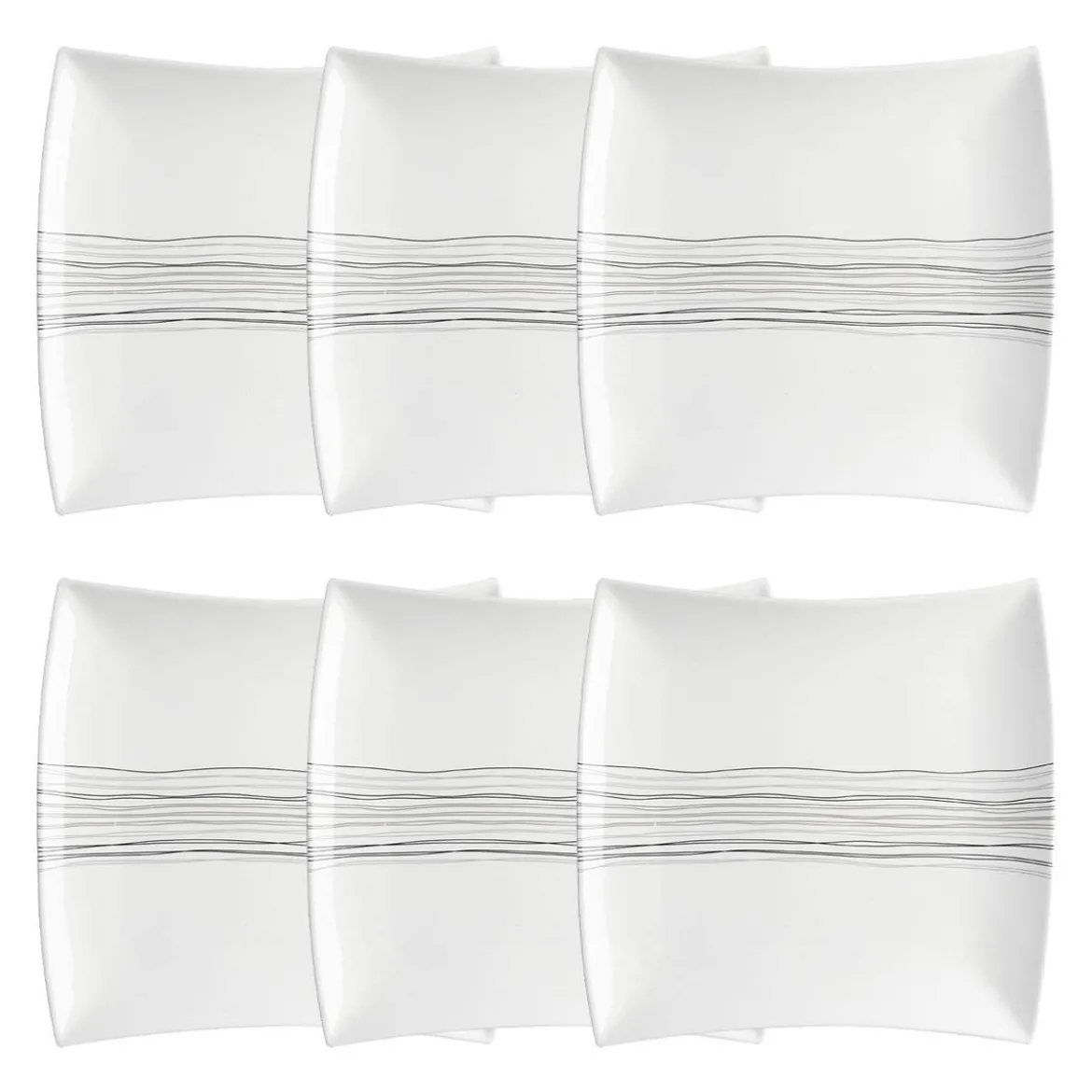 Lot de 6 assiettes plates "Lignes"