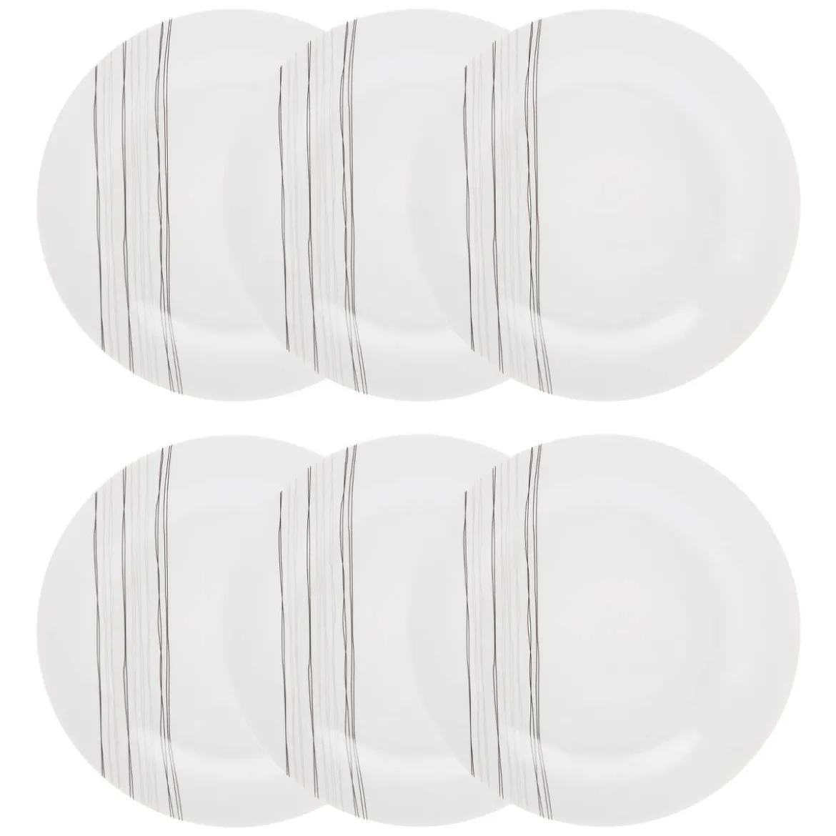 Lot de 6 assiettes plates "Lignes"