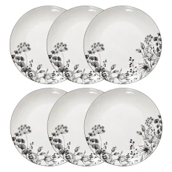 Lot de 6 assiettes plates "White Floral"