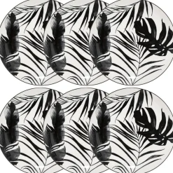 Lot de 6 assiettes plates "Palme"