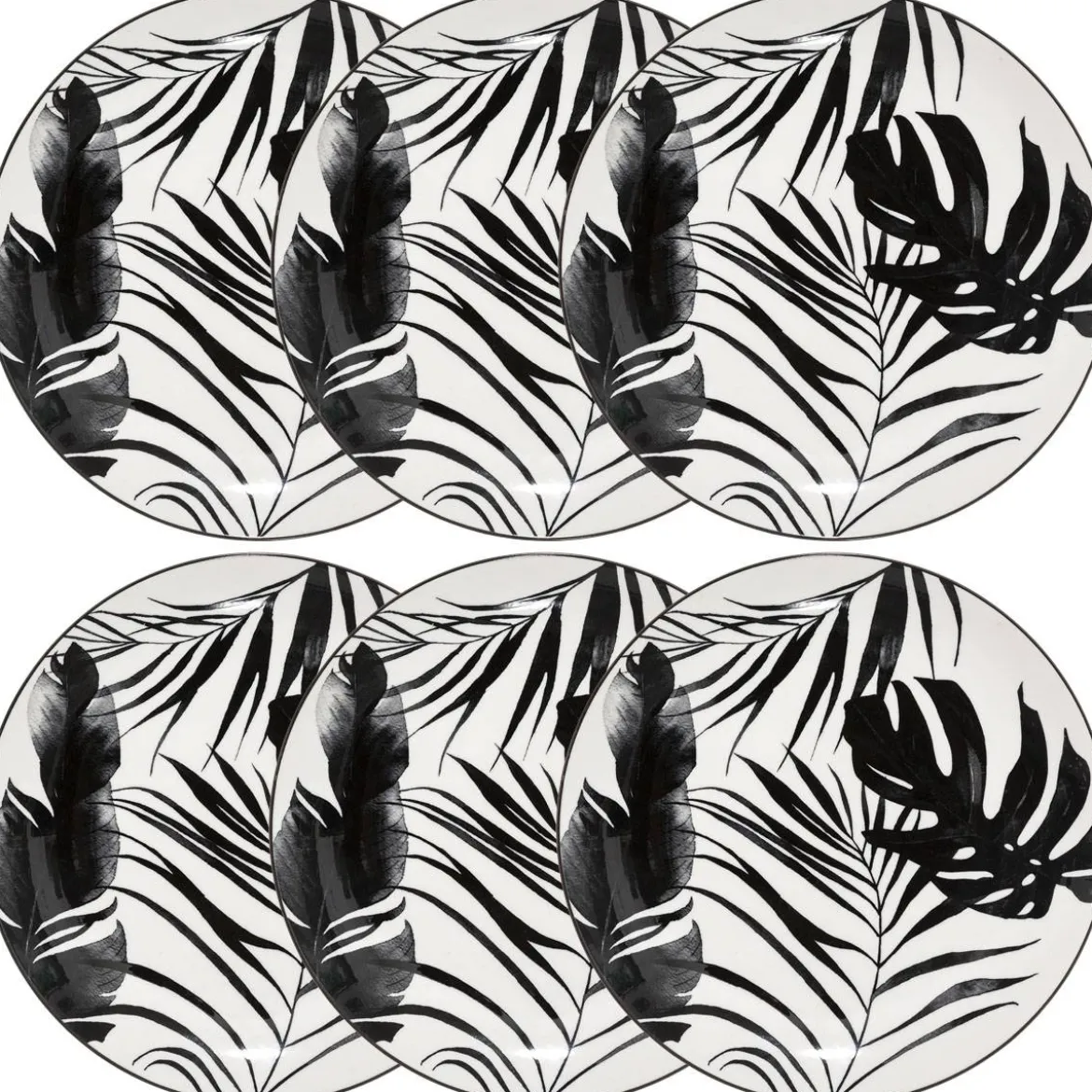 Lot de 6 assiettes plates "Palme"