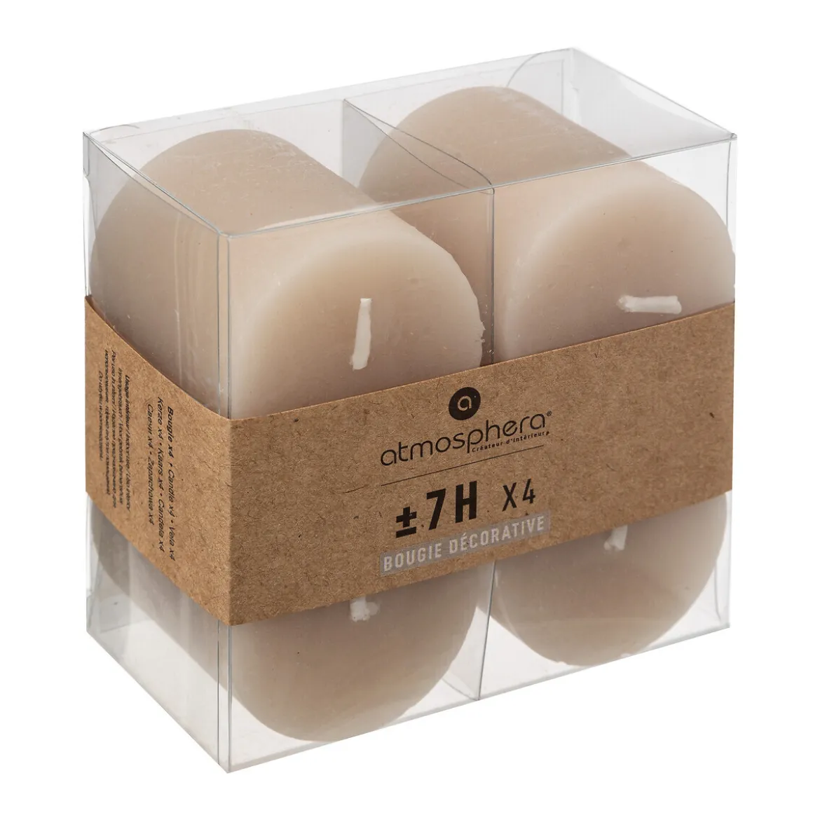 Lot de 4 bougies rustiques "Olia"