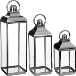 Lot de 3 lanternes d'extérieur Argenté