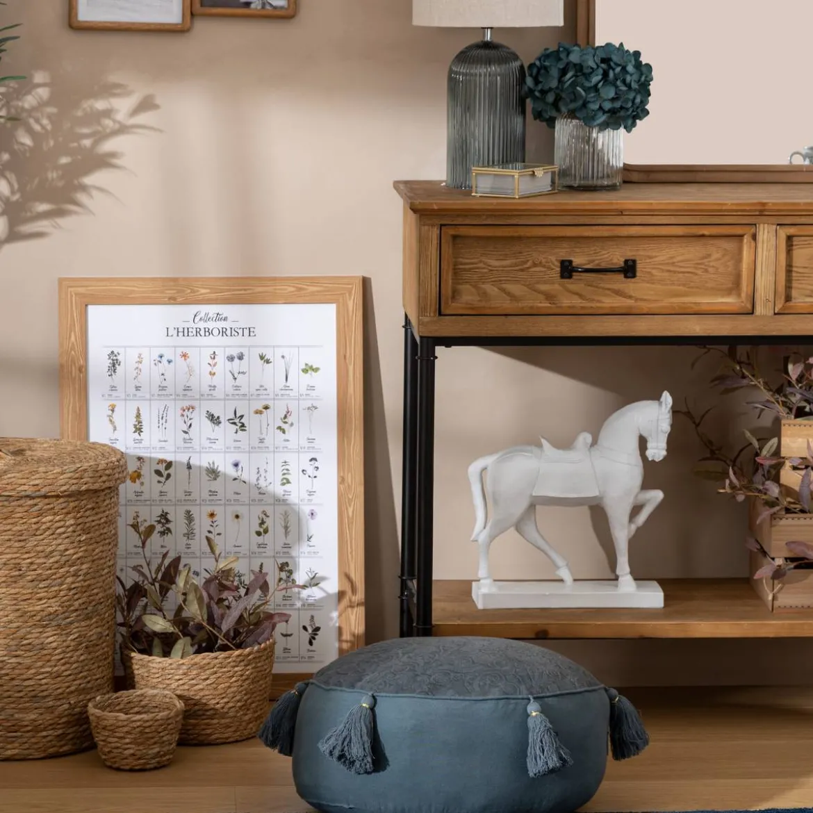 Lot de 9 paniers ronds "Little cottage"