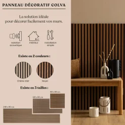 Lot de 3 panneaux décoratifs tasseaux bois Colva