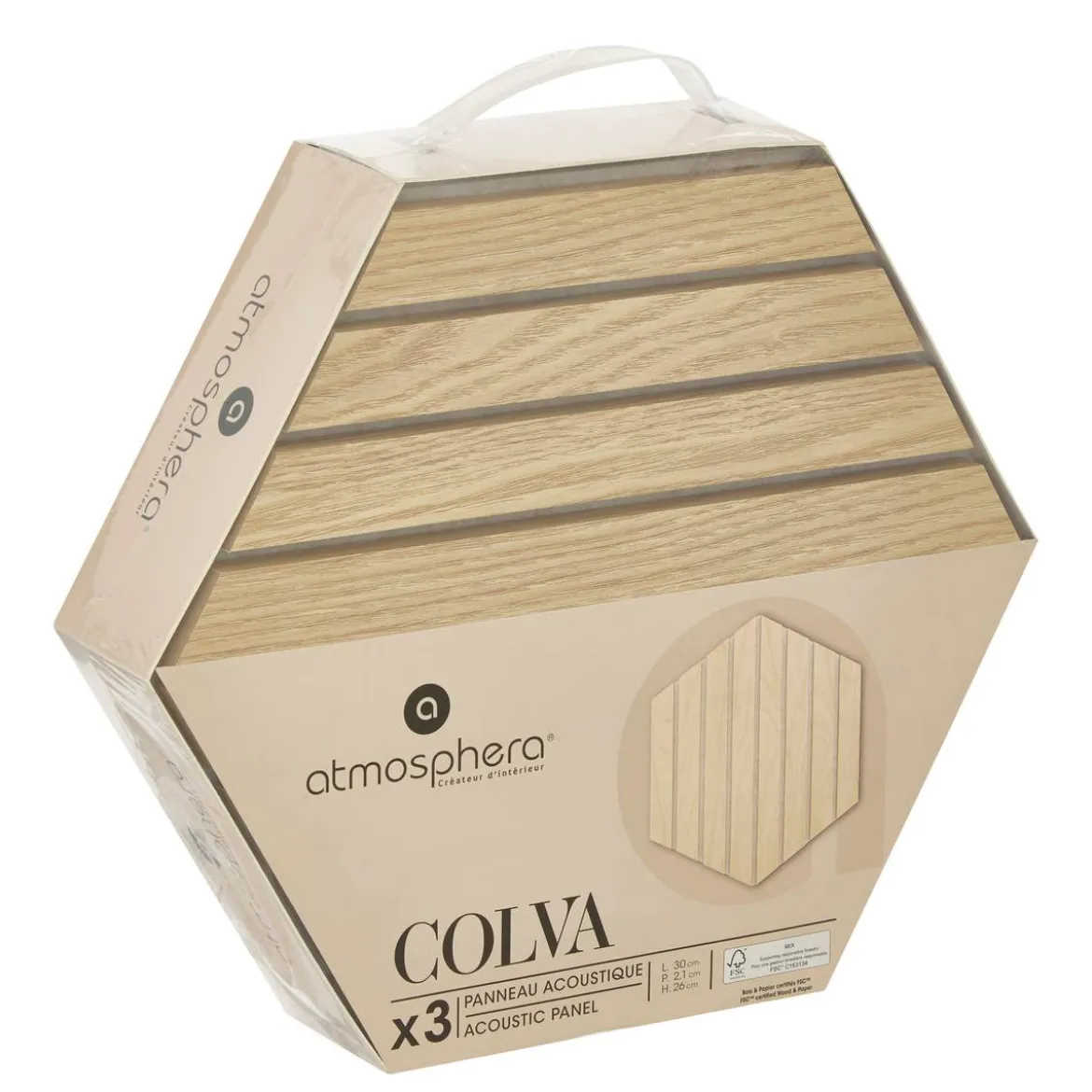Lot de 3 panneaux décoratifs tasseaux bois Colva