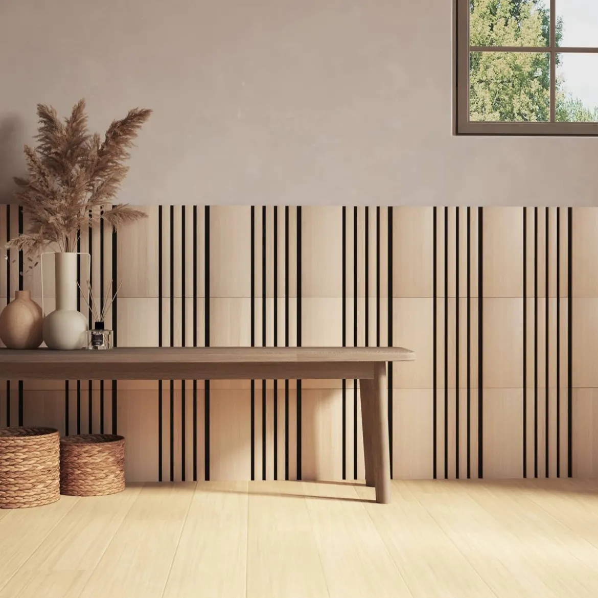 Lot de 3 panneaux décoratifs tasseaux bois Colva