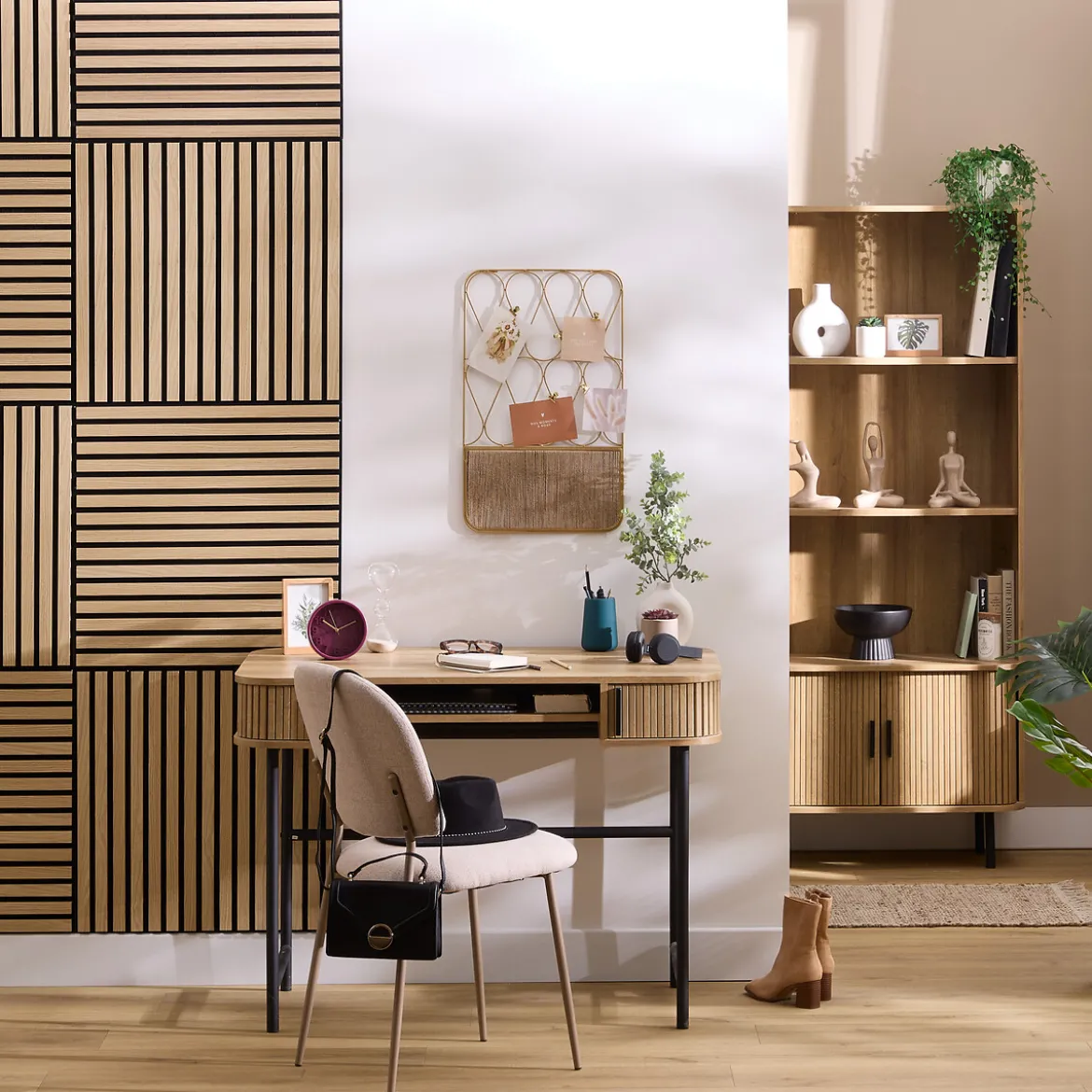 Lot de 4 panneaux décoratifs tasseaux bois Colva