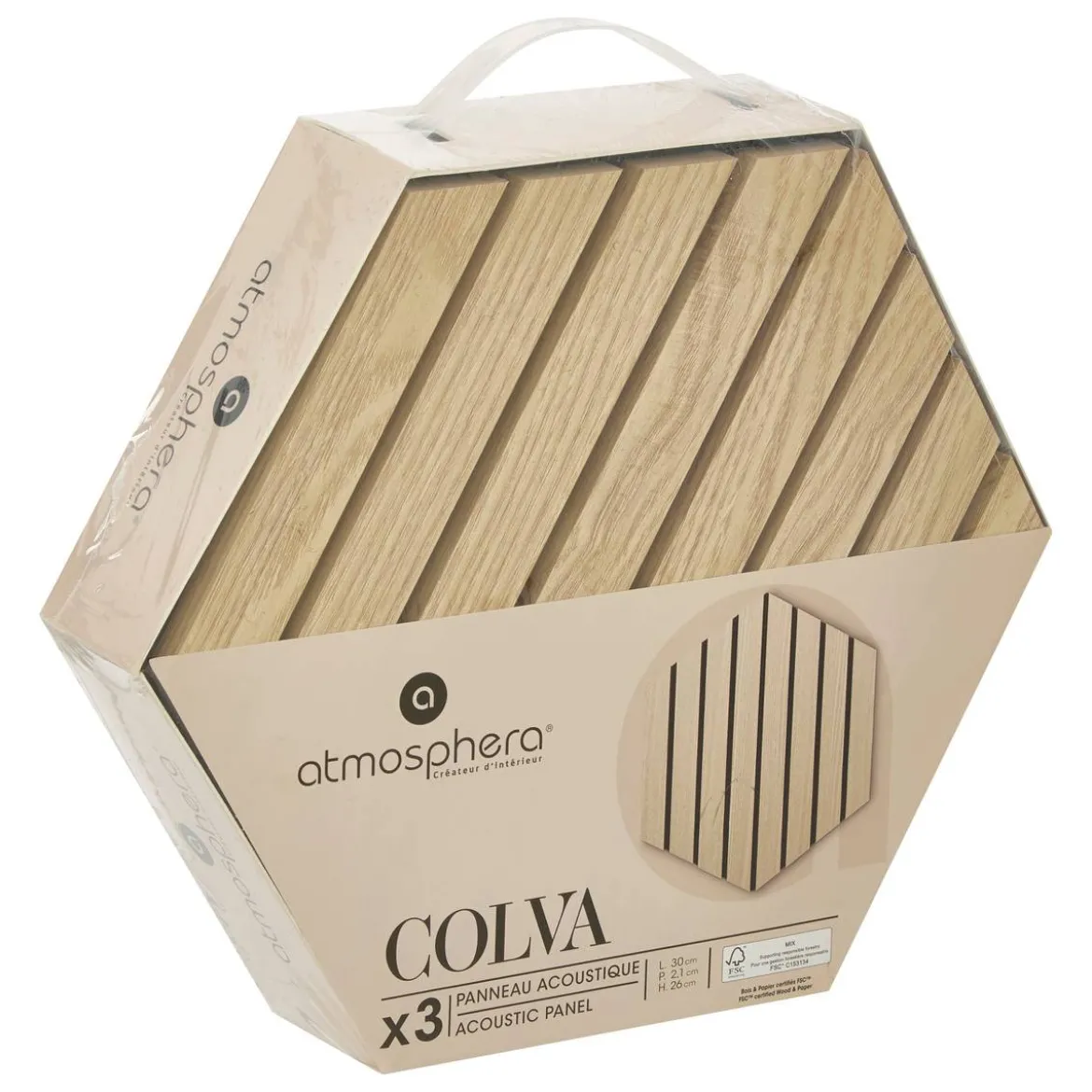 Lot de 3 panneaux décoratifs tasseaux bois Colva