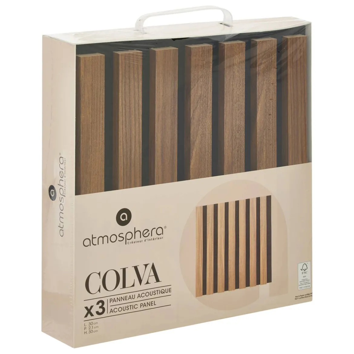 Lot de 3 panneaux décoratifs tasseaux bois Colva