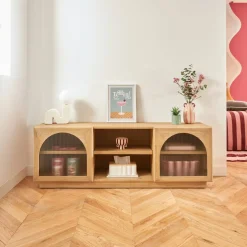 Meuble TV 2 portes 3 étagères 