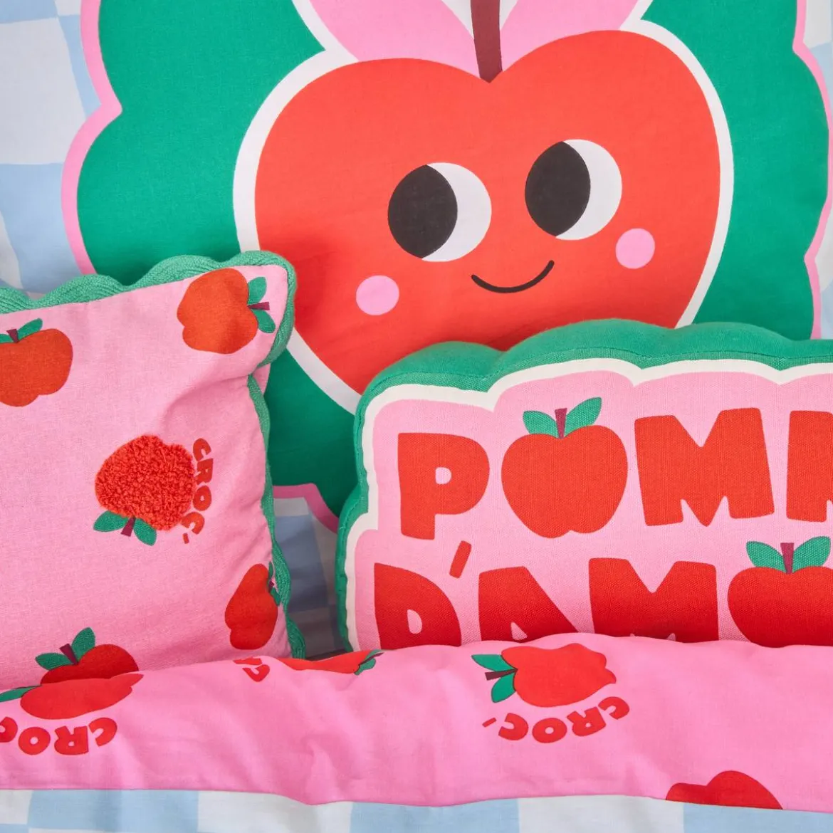 Parure de lit réversible "Pomme d'amour" 200x140 cm