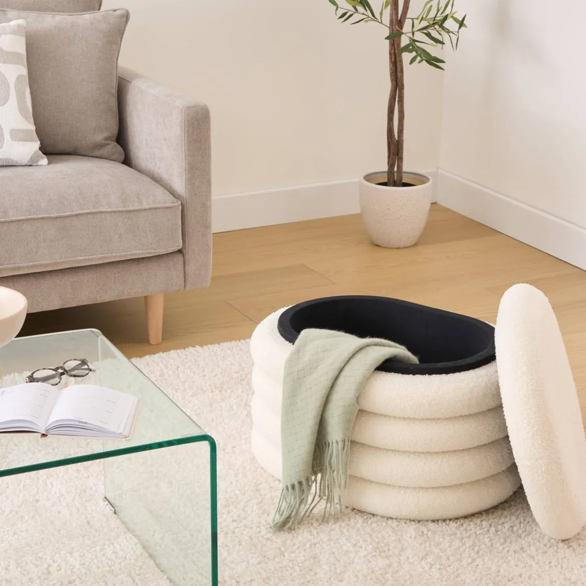 Pouf coffre bouclette "Giulia"