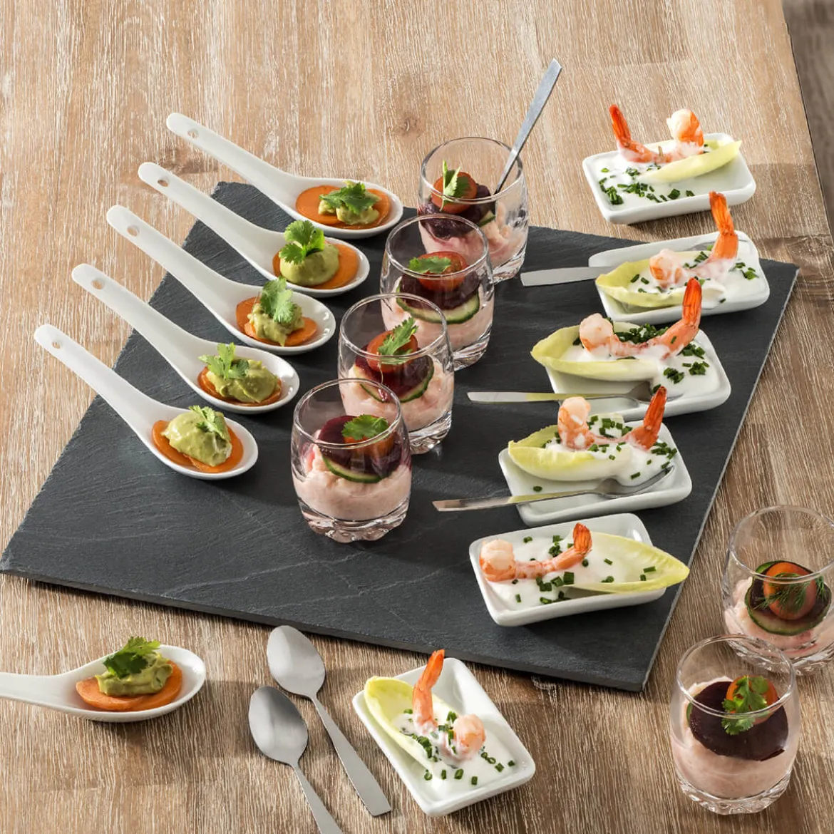 Service apéritif carré 25 pièces "Ardoise"