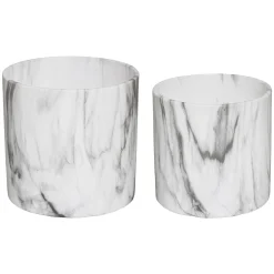 Set de 2 pots, céramique/marbre