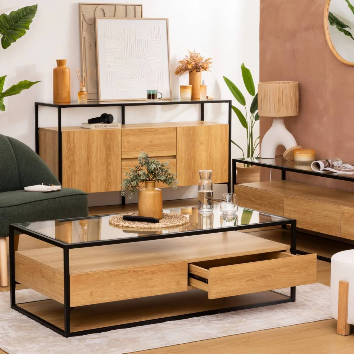 Table basse 2 tiroirs "Aldea"