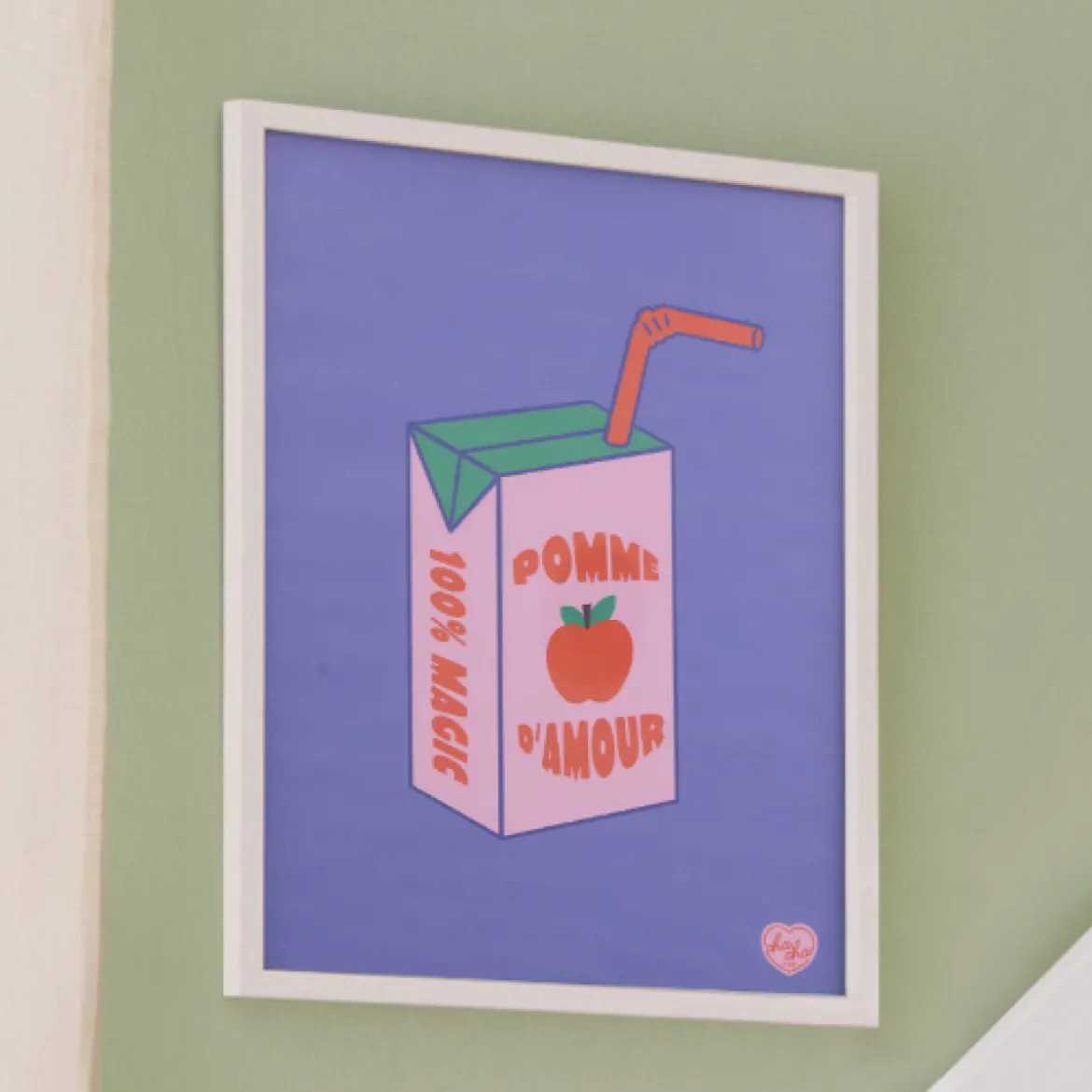 Tableau imprimé et encadré "Pomme d'amour" 31,5x41,5 cm