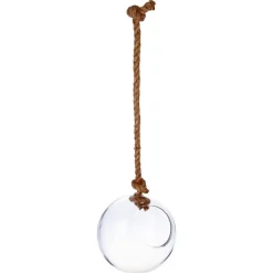 Vase boule, verre et corde
